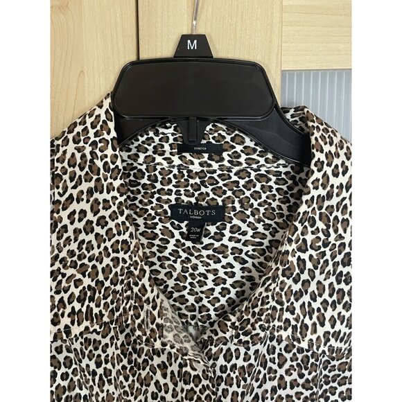 Talbots Animal Print Shirt Womens 20W Top Blouse Career Casual Travel Plus - Picture 2 of 4